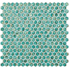 6DHT Dwell Turquoise Hexagon Gold 30x30